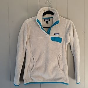 Cream & Blue Patagonia Fleece Pullover XS Women's